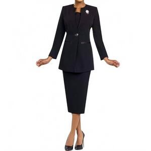 NEW BEN MARC signature silhouette 2-piece skirt suit in black